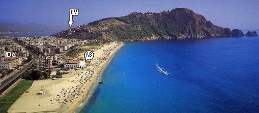 Alanya vom Westen mit Hotels